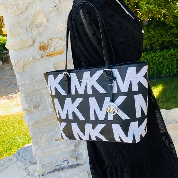 Michael Kors jet set MK Graphic logo handbag Signature tote &wallet NWT - Picture 11 of 11